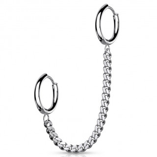 Double piercing hlix et lobe  anneaux clickers enchains - Inox