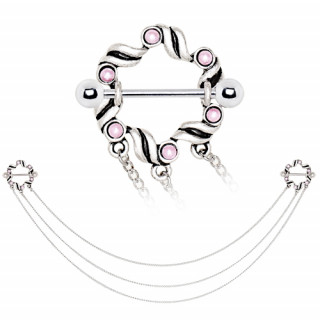 Double piercing tton style bouclier  triple chaine