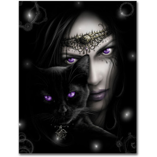 Drapeau style poster avec femme mystique et chat noir - CAT'S EYES