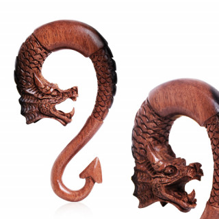 Ecarteur dragon sculpté à la main en bois d'ébène