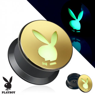 Ecarteur noir et dor type plug avec lapin playboy phosphorescent