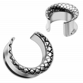 Ecarteur oreille saddle "U" en acier effet peau de serpent