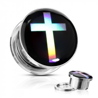 Ecarteur plug acier à croix holographique