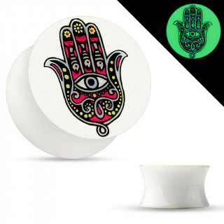 Ecarteur plug blanc fluorescent  Khamsa / main de Fatima