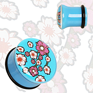 Ecarteur plug bleu à fleurs de cerisier