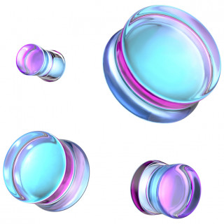 Ecarteur plug double vas en verre pourpre iridescent