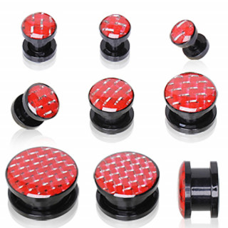 Ecarteur plug en acrylique à imitation fibre de carbonne rouge