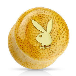 Ecarteur plug en bambou avec lapin Playboy dor