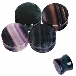 Ecarteur plug en pierre naturelle fluorite arc en ciel