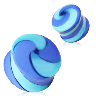 Ecarteur plug en verre à tourbillon bleu style confiserie