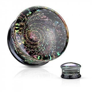 Ecarteur plug en verre style galaxie d'toiles scintillantes