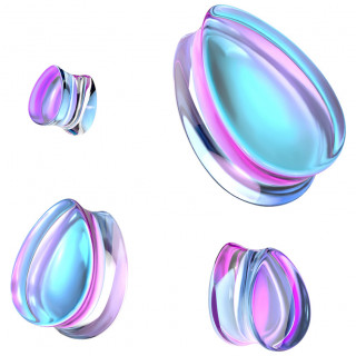 Ecarteur plug goutte double vas en verre iridescent pourpre