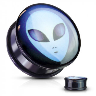 Ecarteur plug noir  Extra-terrestre Roswell en acrylique