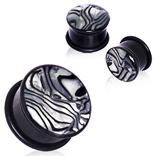 Ecarteur plug noir en acrylique à nacre grise