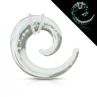 Ecarteur spirale en pyrex blanc et transparent fluo