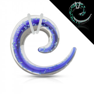 Ecarteur spirale en pyrex bleu et transparent fluo