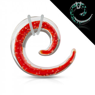 Ecarteur spirale en pyrex rouge et transparent fluo