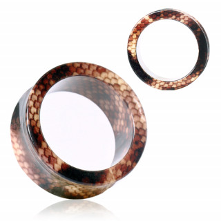 Ecarteur tunnel en acrylique style peau de serpent brun