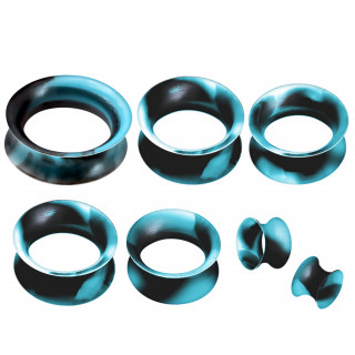 Ecarteur tunnel en silicone marbr noir et bleu aqua