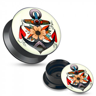 Ecarteur type plug avec ancre de marine  fleurs