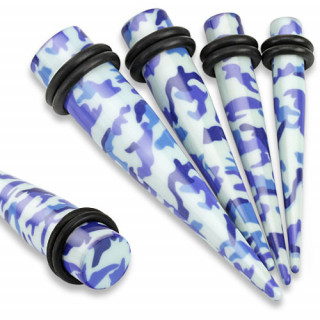 Ecarteur type tapers  motif camouflage militaire bleu