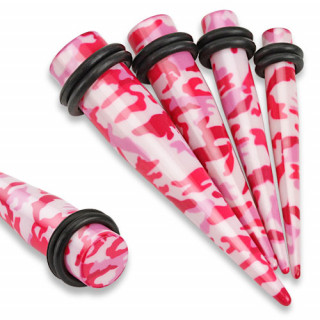 Ecarteur type tapers  motif camouflage militaire rose