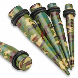 Ecarteur type tapers  motif camouflage militaire vert et marron