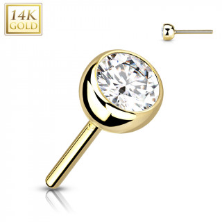 Embout Boule zirconium type "Push In" en Or Jaune 14 carats