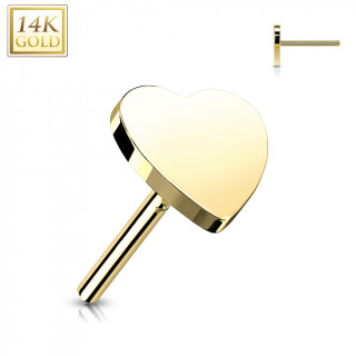 Embout Coeur type "Push In" en Or Jaune 14 carats