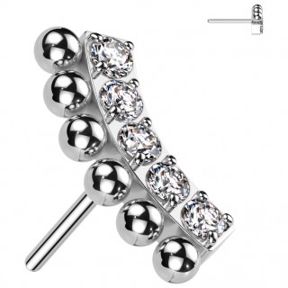 Embout de piercing Arc de perles serti en Titane (pour tige push-in)