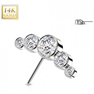 Embout de piercing Arc d'or blanc 14 carats  zirconiums (pour tige push-in)