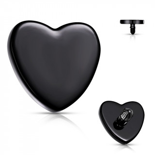 Embout de piercing Coeur Noir en acier (pour tige filetage interne)