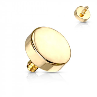 Embout de piercing disque doré en acier (pour tige filetage interne)