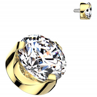 Embout de piercing en Titane dor  zirconium griff (pour tige  filetage interne)