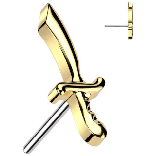 Embout de piercing Epée dorée en Titane (pour tige push-in)