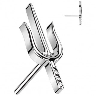 Embout de piercing Trident en Titane (pour tige push-in)