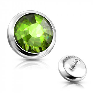 Embout disque de piercing en acier à cristal Vert (pour tige filetage interne)