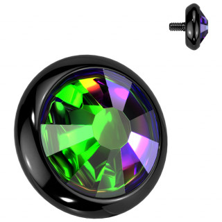 Embout disque piercing noir en Titane  cristal Vitrail Medium (pour tige filetage interne)