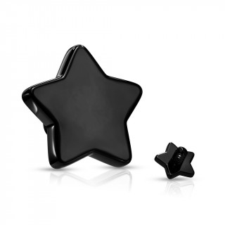 Embout étoile de piercing Noir en acier (pour tige filetage interne)