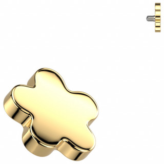 Embout fleur dore en Titane pour piercing (pour tige filetage interne)