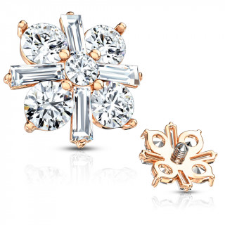 Embout microdermal à croix royale cuivrée sertie de zirconiums