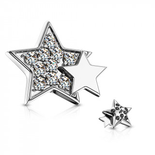 Embout microdermal duo étoile strass - Gris