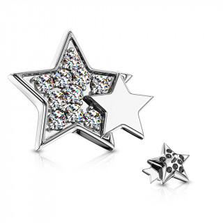 Embout microdermal duo toile strass - Gris