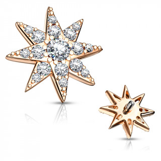 Embout microdermal toile astrale pave de strass - Cuivr