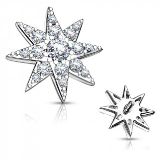 Embout microdermal étoile astrale pavée de strass - Gris