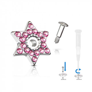 Embout microdermal toile de David strass - Rose