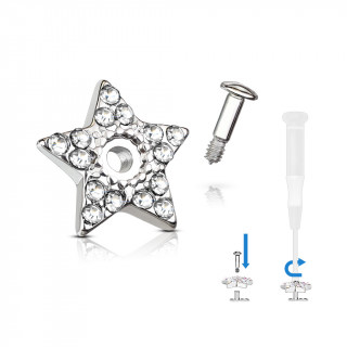 Embout microdermal toile pave de strass - Clair