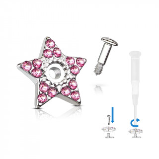 Embout microdermal toile pave de strass - Rose
