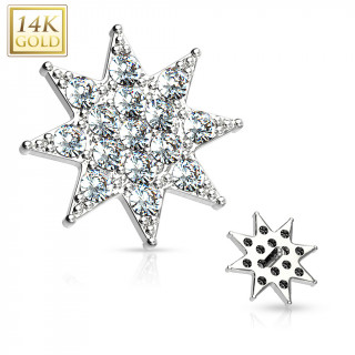 Embout microdermal toile pave de zirconiums en or blanc 14 carats