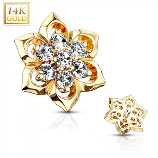 Embout microdermal fleur ancienne en or 14 carats